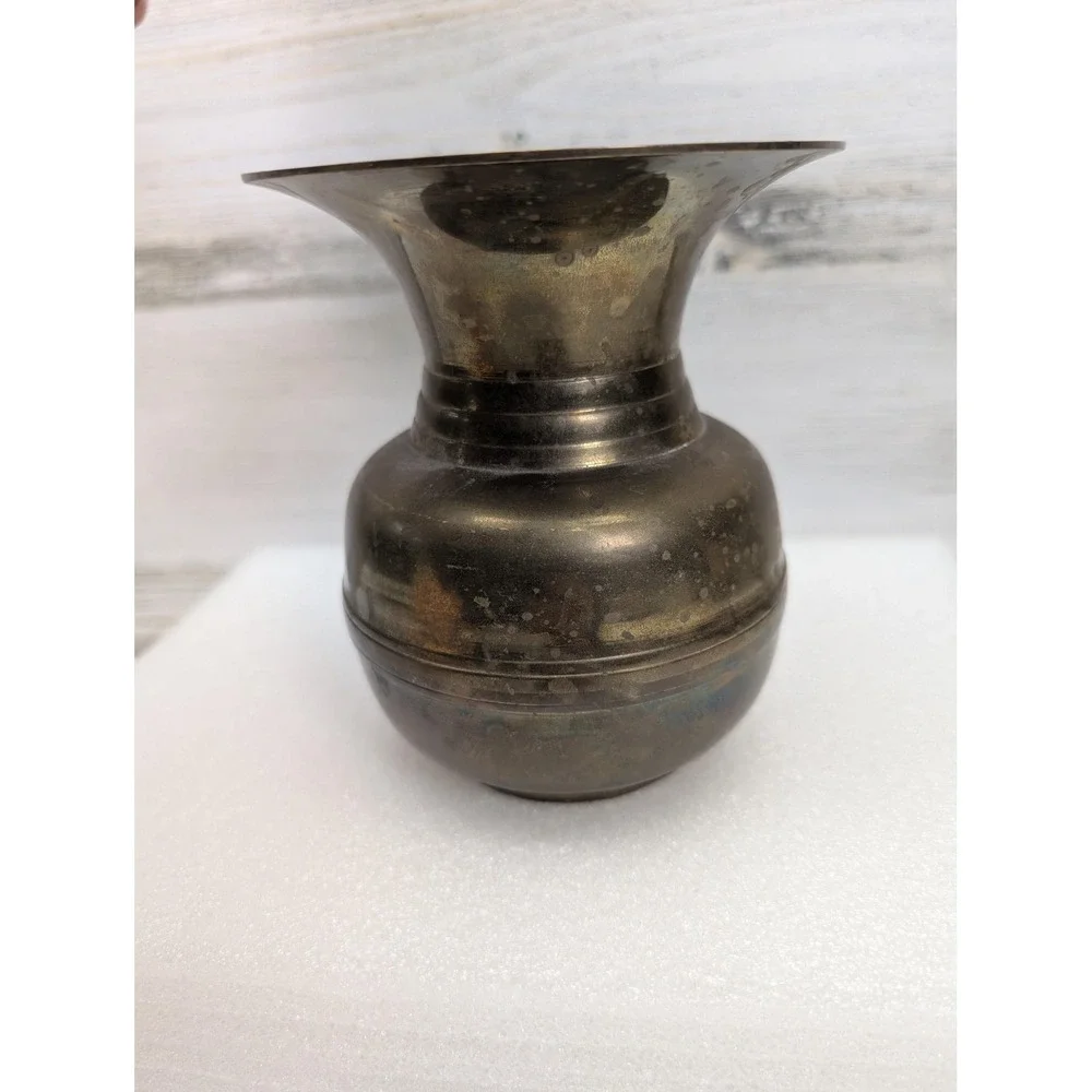 Small Brass Bud Vase Urn Shape Flared Rim‎ Decorative Metal Home Decor Accent